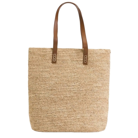 ❗️LAST ONE ❗️Tommy Bahama Raffia Large Tote w Leather Straps - Picture 1 of 4